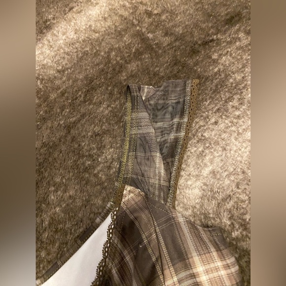 ROMWE PUNK Grunge Plaid Print Knotted Front Lace Trim Dress - Picture 4 of 4